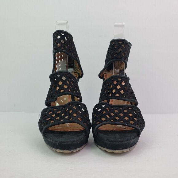 Miss Sixty Tiana Womens Size 8 Black Peep Toe Sexy 4.5 In Heel Shoes - Picture 5 of 11